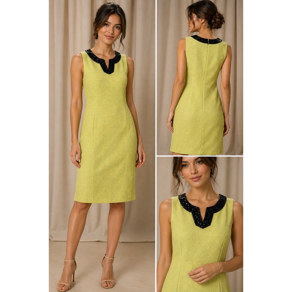 Jones New York Dress Sz 8 Lime / Black  RETAIL $149‎ NWT